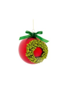 Sfera di Natale Rossa Ghirlanda 12cm Vetro, Pallina Natalizia, Decorazioni Albero, La magia di Natale per la casa