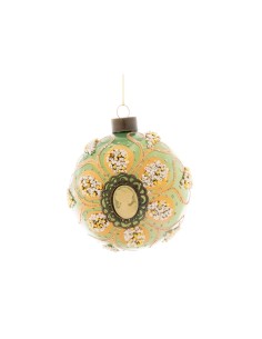 Sfera di Natale Verde Cameo 12cm Vetro, Pallina Natalizia, Decorazioni Albero, La magia di Natale per la casa