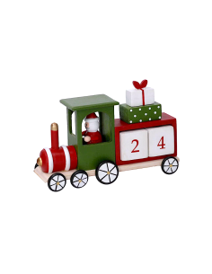 CALENDARIO LEGNO CON TRENINO ROSSO/VERDE 18,5X6,5X12CM