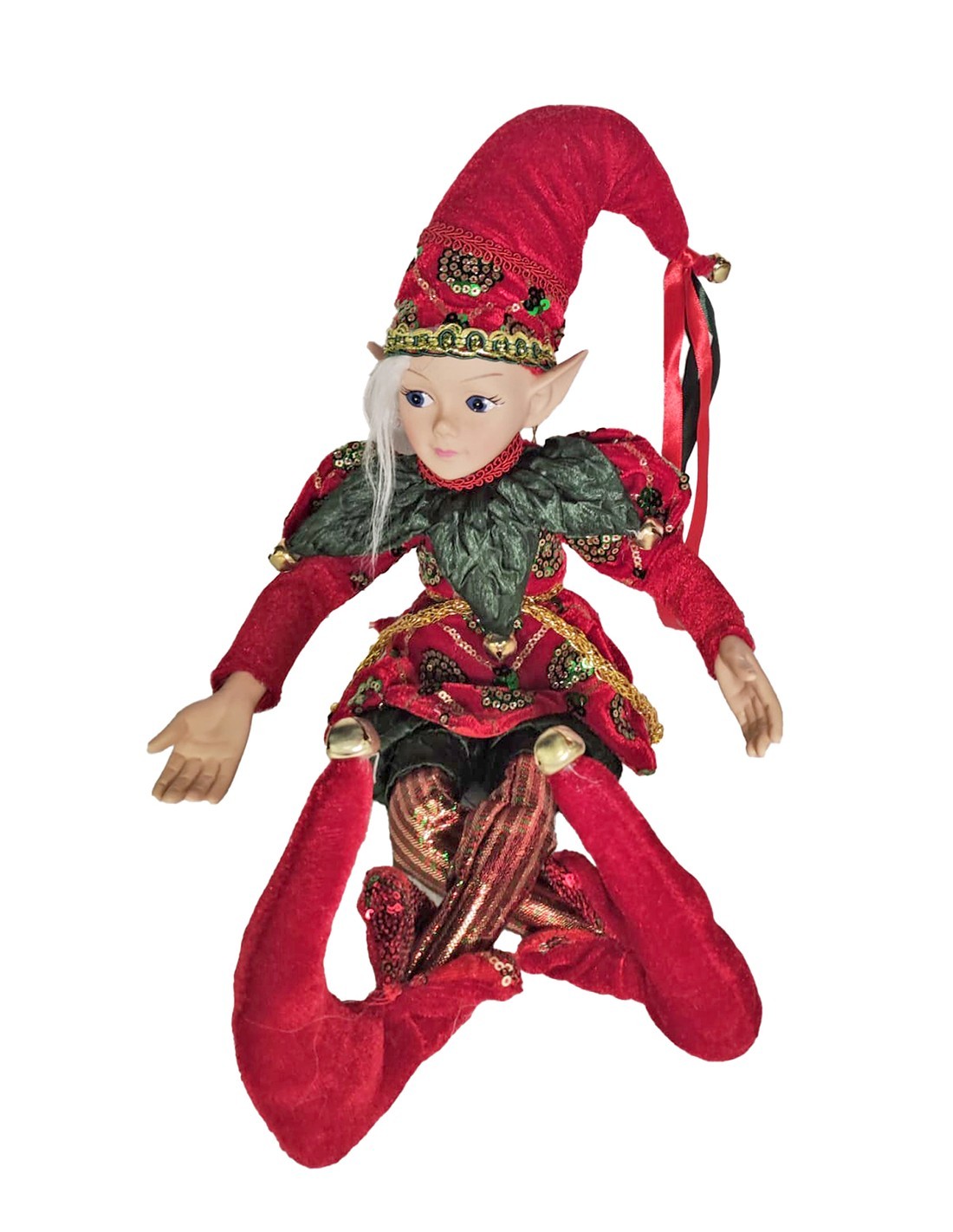 ELFO TESSUTO VERDE/ROSSO 23X8X50CM