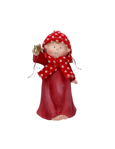 ANGELO RESINA ROSSO CON STELLA E LED 16,5X10,5X26CM