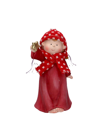 ANGELO RESINA ROSSO CON STELLA E LED 16,5X10,5X26CM