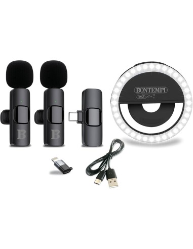 COPPIA MICROFONI WIRELESS CON ANELLO DI LUCE