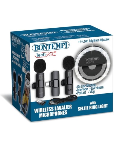 COPPIA MICROFONI WIRELESS CON ANELLO DI LUCE