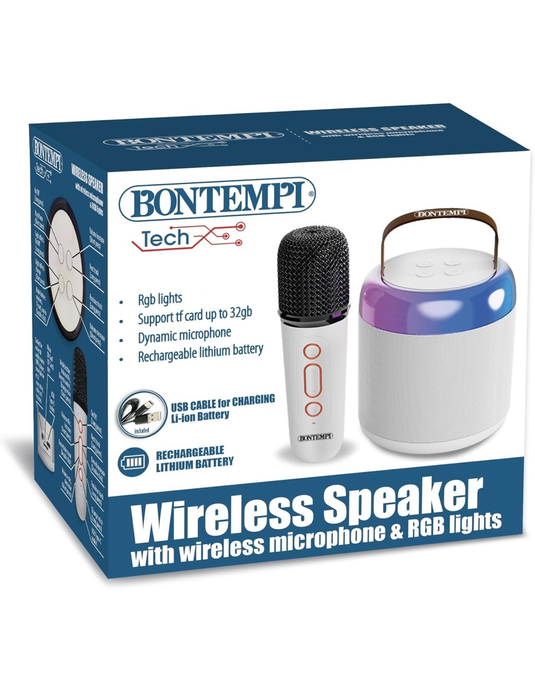 CASSA WIRELESS CON MICROFONO WIRELESS E LUCI