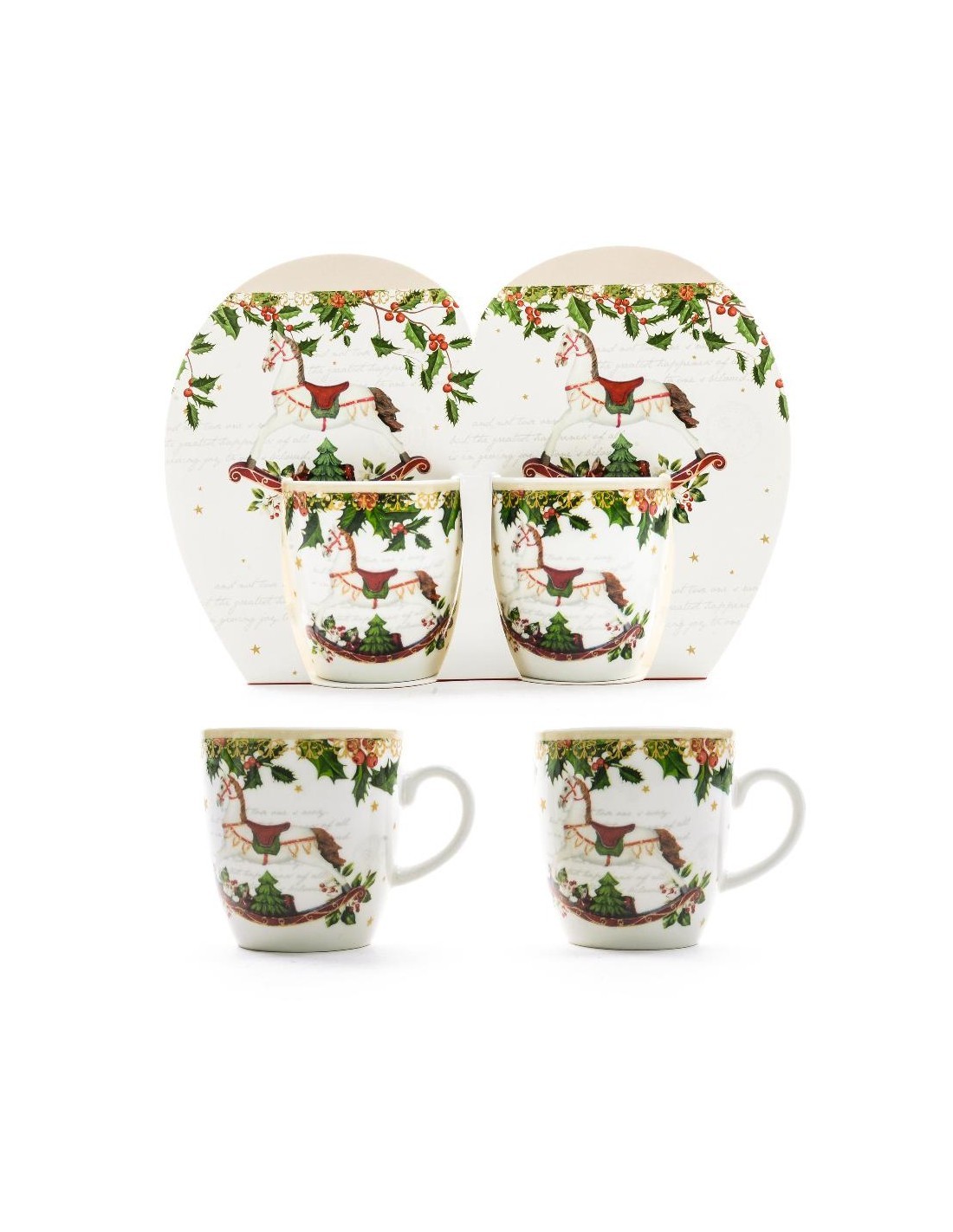 Set 2 Tazzine di Natale in Porcellana 80ml, Tazze Caffè, Servizi Tavola, La magia di Natale per la casa