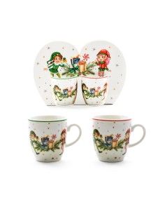 Set 2 Tazzine di Natale in Porcellana 80ml, Tazze Caffè, Servizio Tavola, La magia di Natale per la casa