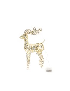 Renna di Natale Oro Metallo 25,5x10x38cm con 30 Luci, Decorazioni Natalizie, Addobbi, La magia di Natale per la casa