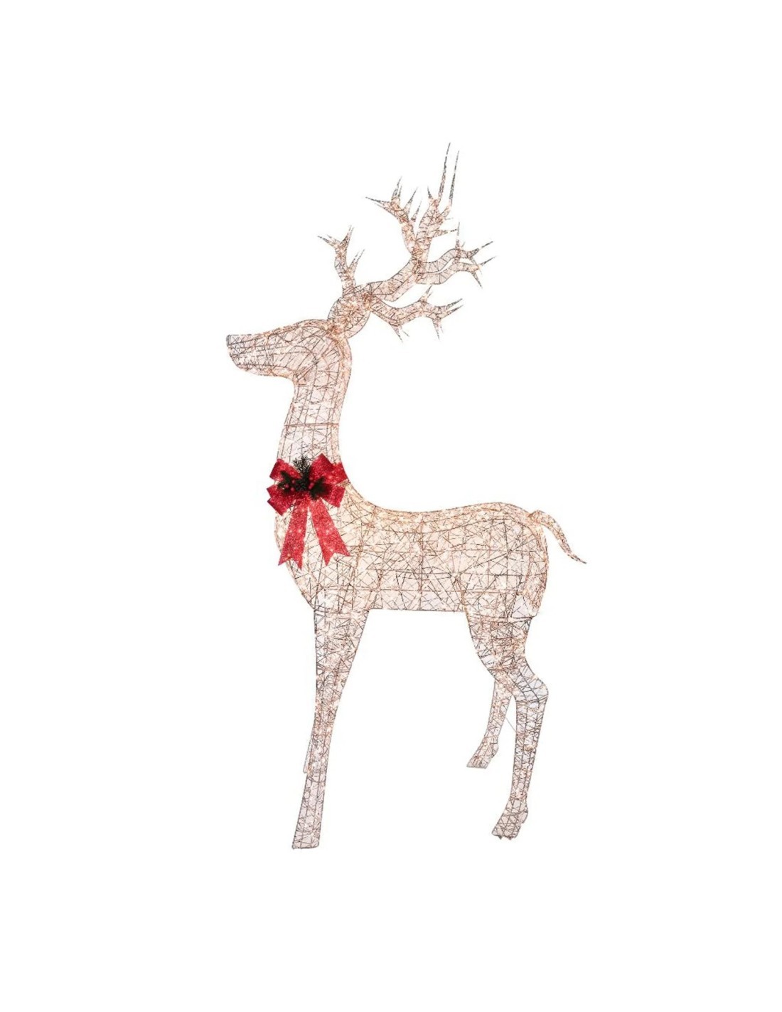 Renna di Natale Oro Metallo 25,5x10x38cm con 30 Luci, Decorazioni Natalizie, Addobbi, La magia di Natale per la casa