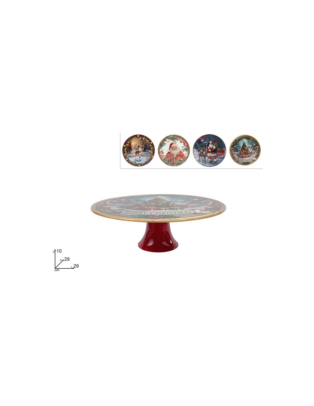 Alzata di Natale in Plastica D29cm, Decoro Natalizio Assortito, Porta Dolci e Torte, La magia di Natale per la casa