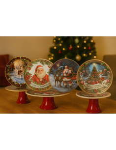 Alzata di Natale in Plastica D29cm, Decoro Natalizio Assortito, Porta Dolci e Torte, La magia di Natale per la casa 2