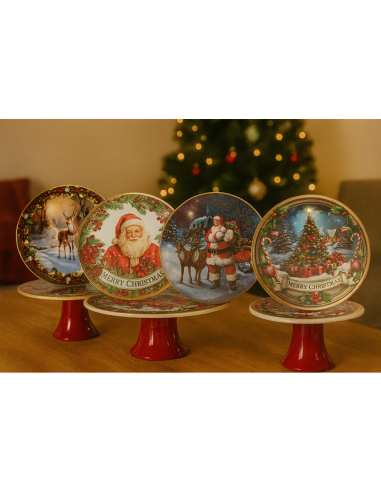 Alzata di Natale in Plastica D29cm, Decoro Natalizio Assortito, Porta Dolci e Torte, La magia di Natale per la casa