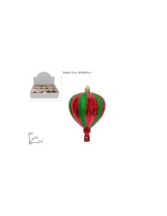 MONGOLFIERA 10CM ROSSO GLITTER VERDE