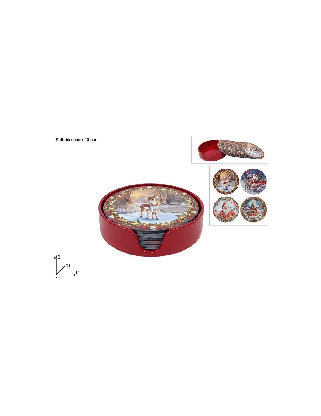 Set 8 Sottobicchieri di Natale con Contenitore, Decoro Natalizio Assortito, Accessori Tavola, La magia di Natale per la casa