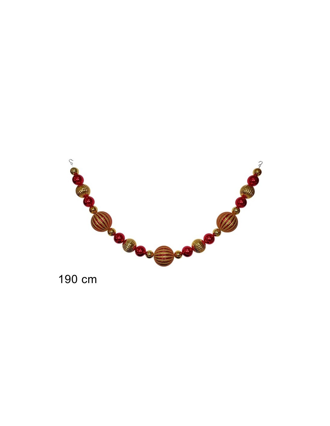 GHIRLANDA 23 SFERE 190CM ROSSO/ORO PLASTICA