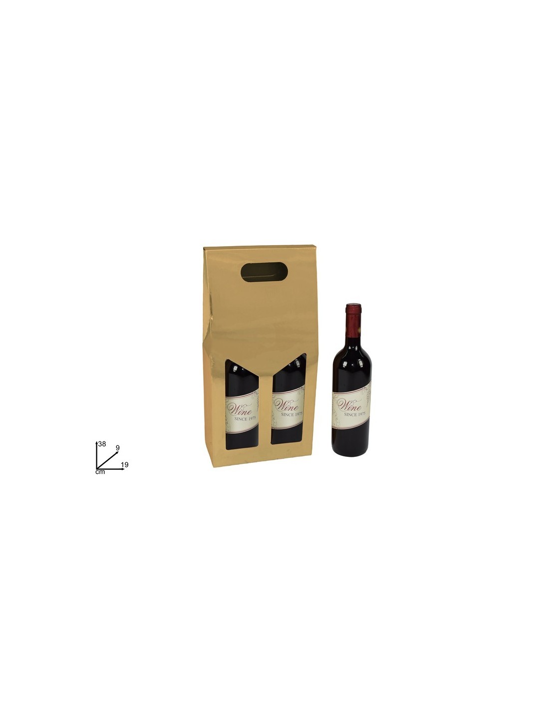 Box Portabottiglia 2 Posti di Natale Oro Metallizzato, Confezione Regalo Vino, La magia di Natale per la casa