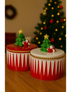 Barattolo di Natale in Ceramica 14cm con Alberello Assortito, Porta Biscotti, Decorazioni, La magia di Natale per la casa 2