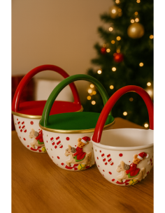 Barattolo Cesto di Natale in Ceramica 20cm, Decoro Cavalluccio Assortito, Contenitori, La magia di Natale per la casa 2