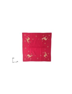 Centrotavola di Natale Tessuto Rosso 85x85cm con Decoro Renna Oro, Accessori Tavola, La magia di Natale per la casa