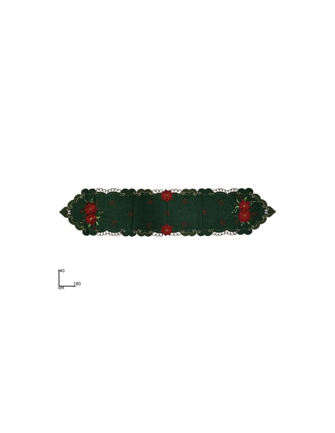 Runner di Natale Tessuto Verde 40x180cm con Decoro Stella di Natale,  La magia di Natale per la casa