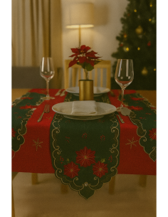 Runner di Natale Tessuto Verde 40x180cm con Decoro Stella di Natale,  La magia di Natale per la casa 2