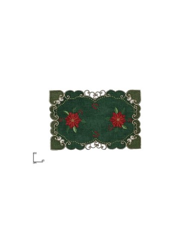 Tovaglietta di Natale Tessuto Verde 30x45cm con Decoro Stella di Natale, La magia di Natale per la casa