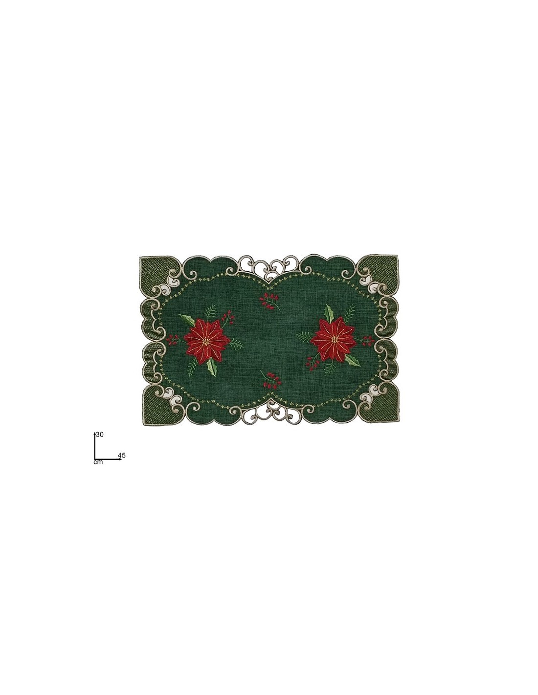 Tovaglietta di Natale Tessuto Verde 30x45cm con Decoro Stella di Natale, La magia di Natale per la casa