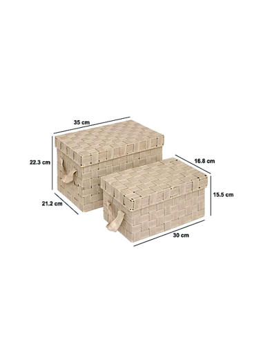 Set 2 Contenitori Lise Beige in Poliestere e Metallo – 5five Simply Smart