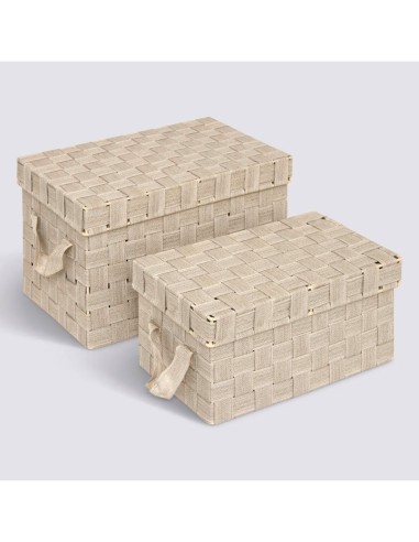 Set 2 Contenitori Lise Beige in Poliestere e Metallo – 5five Simply Smart