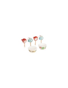 Set di 50 pirottini e 25 stecchini decorativi Natale