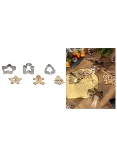 Set di 3 stampini e 3 timbri Natale in acciaio inox e legno