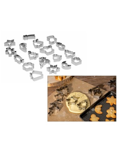 Set di 18 stampini Natale in acciaio inox