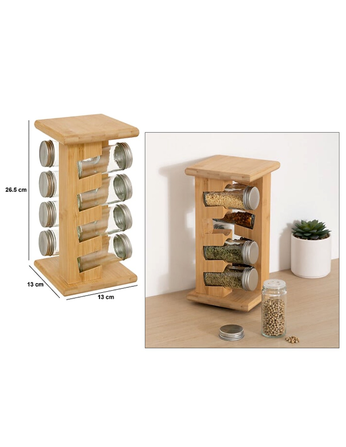 5five – Portaspezie per 8 Barattoli in Bambù