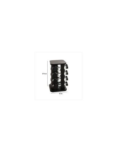 Portaspezie Rotante con 12 Barattoli – Diam. 19 x H 27,8 cm, Nero