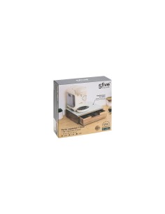 Porta Capsule con 1 Cassetto – L 30 x P 30 x H 9,7 cm, Acacia e Vetro Beige