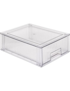 Scatola Portaoggetti con Cassetto Scorrevole per Frigorifero – L 21,2 x P 32 x H 10,5 cm, Streaks PET Trasparente 2