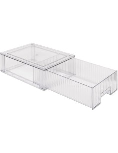 Scatola Portaoggetti con Cassetto Scorrevole per Frigorifero – L 21,2 x P 32 x H 10,5 cm, Streaks PET Trasparente