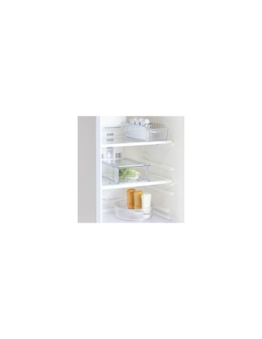 Scatola Portaoggetti con Cassetto Scorrevole per Frigorifero – L 21,2 x P 32 x H 10,5 cm, Streaks PET Trasparente