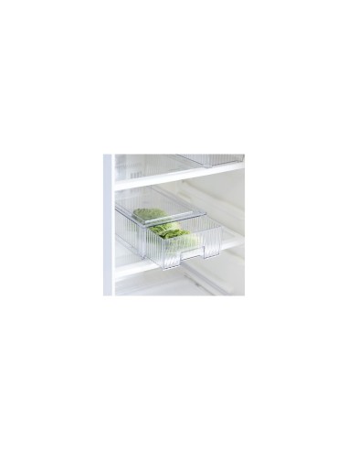 Scatola Portaoggetti con Cassetto Scorrevole per Frigorifero – L 21,2 x P 32 x H 10,5 cm, Streaks PET Trasparente