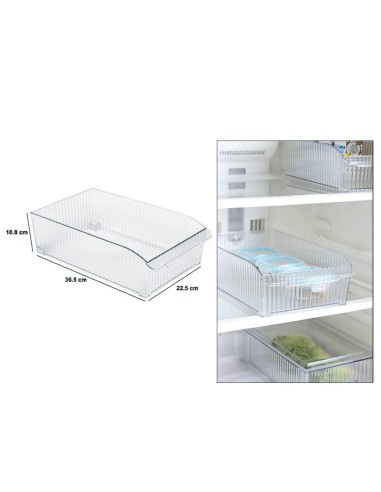 Contenitore con Ruote per Frigorifero – L 22,5 x P 36,5 x H 10,8 cm, Streaks PET Trasparente