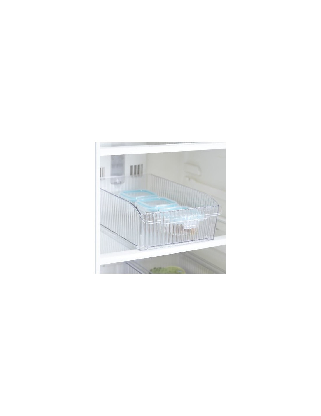 Contenitore con Ruote per Frigorifero – L 22,5 x P 36,5 x H 10,8 cm, Streaks PET Trasparente