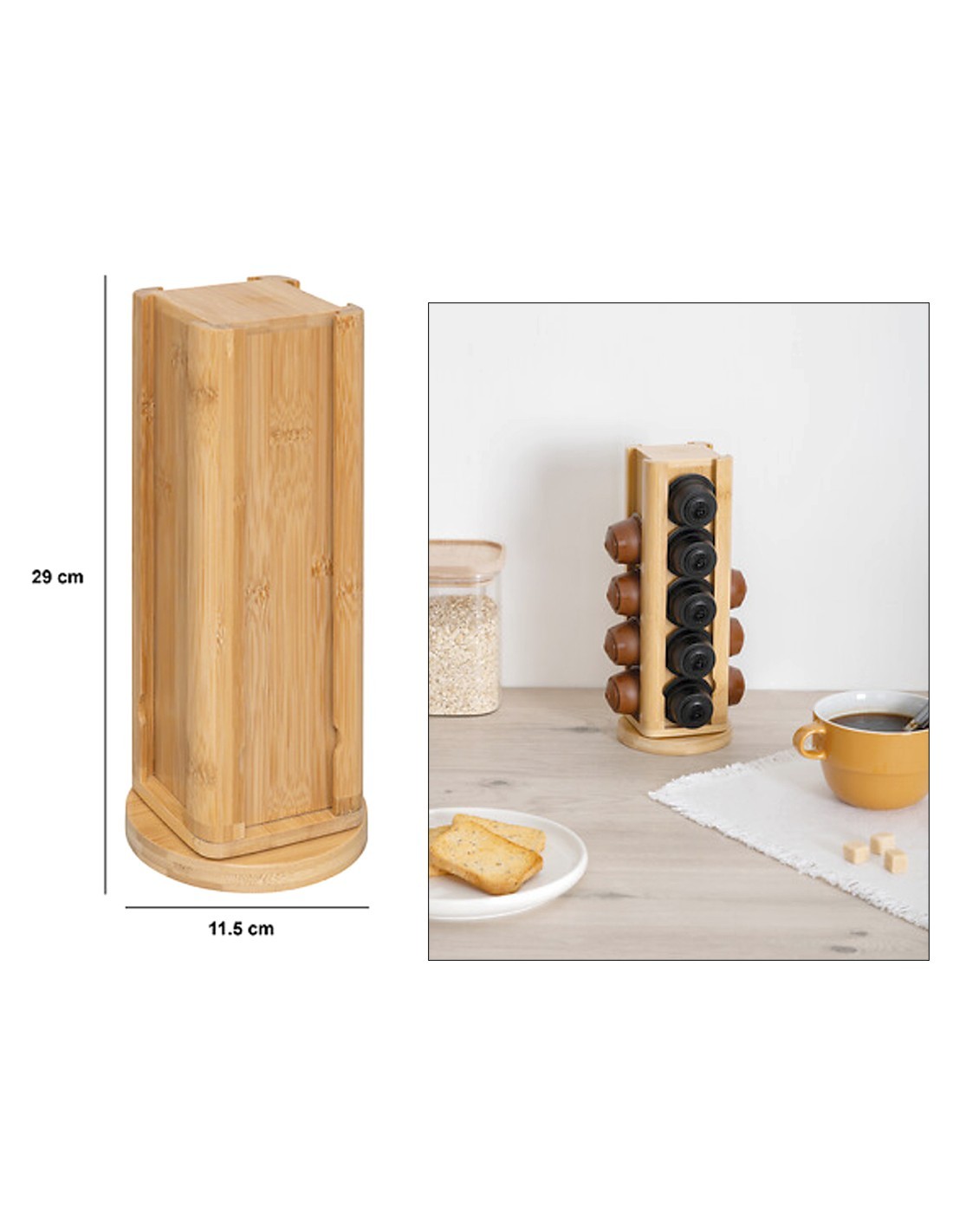 Porta Capsule Rotante Dolce Gusto – 20 Spazi in Bambù