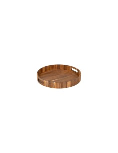 Vassoio Rotondo in Acacia con 2 Manici – Ø 35 x H 5 cm