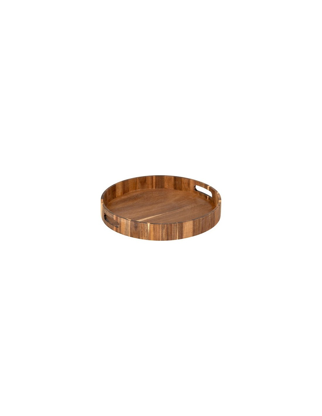 Vassoio Rotondo in Acacia con 2 Manici – Ø 35 x H 5 cm