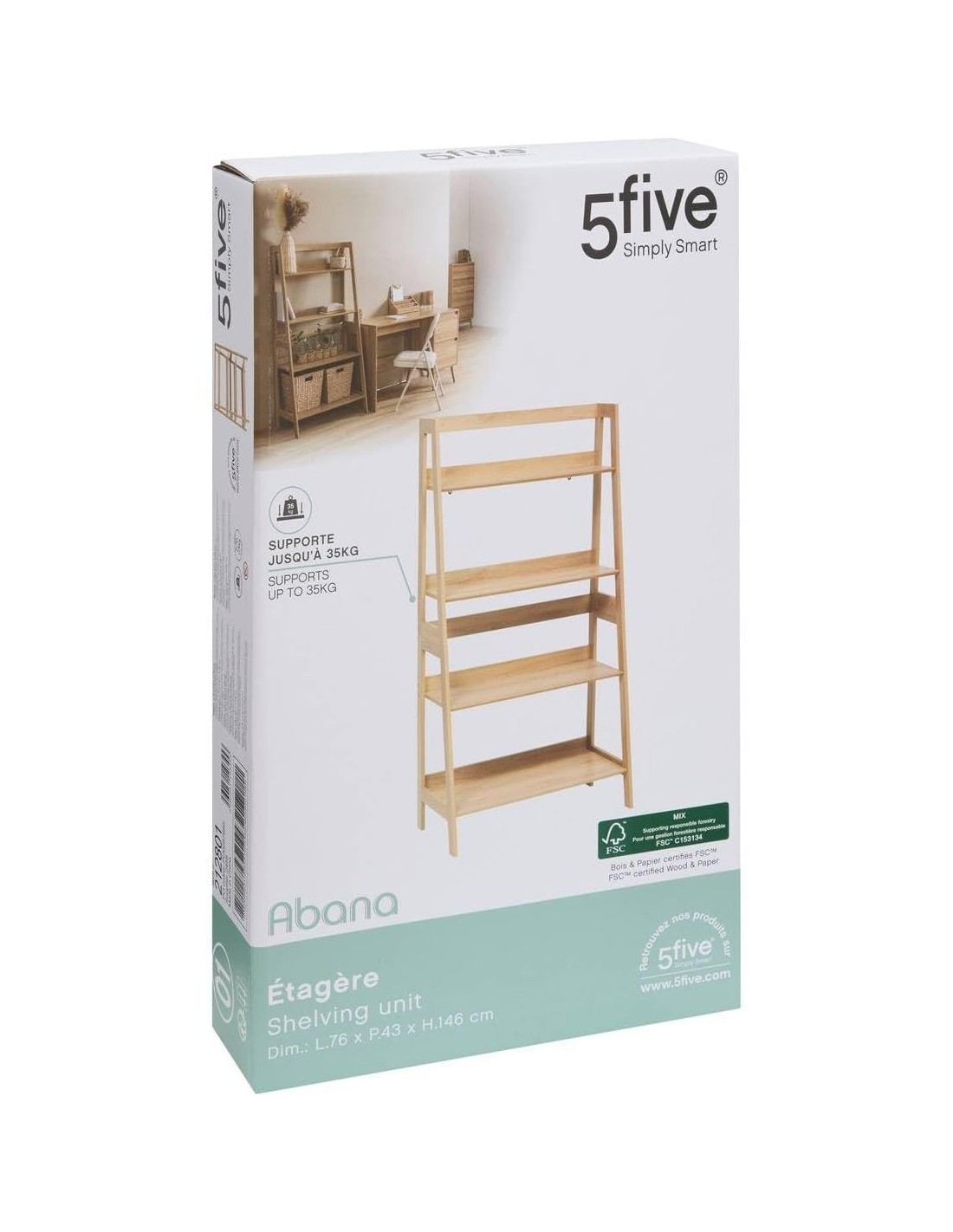 Scaffale 5five Abana a 4 Livelli – Legno Chiaro