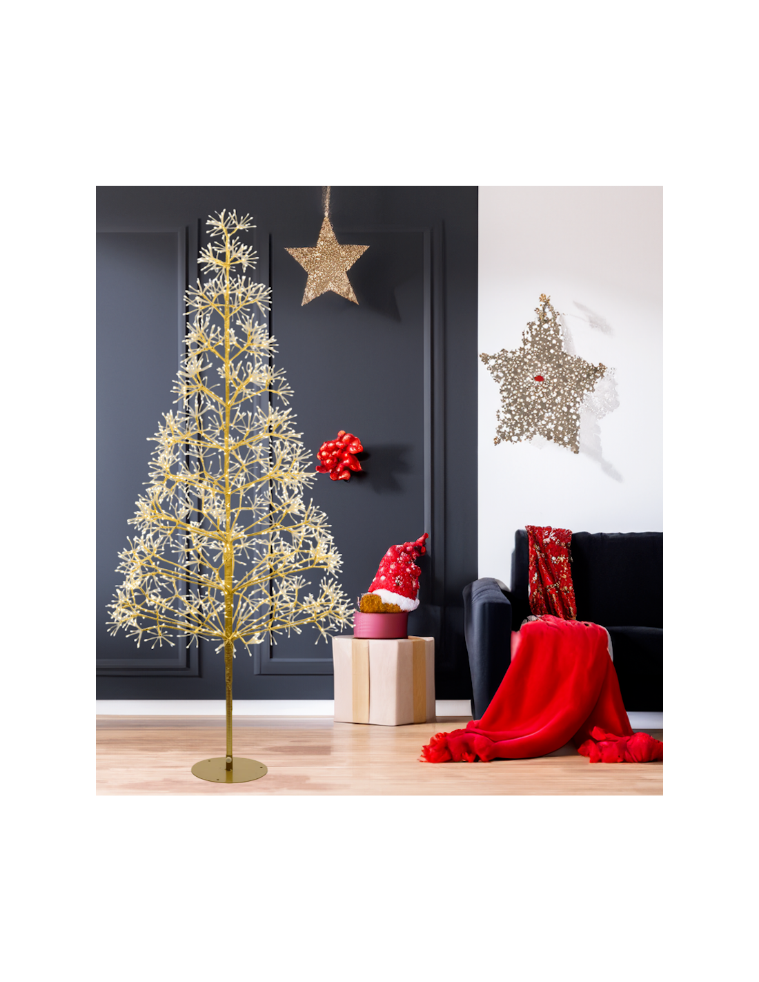 ALBERO 77775 CONICO CHAMPAGNE 180CM 1800MICROLED BIANCO CALDO