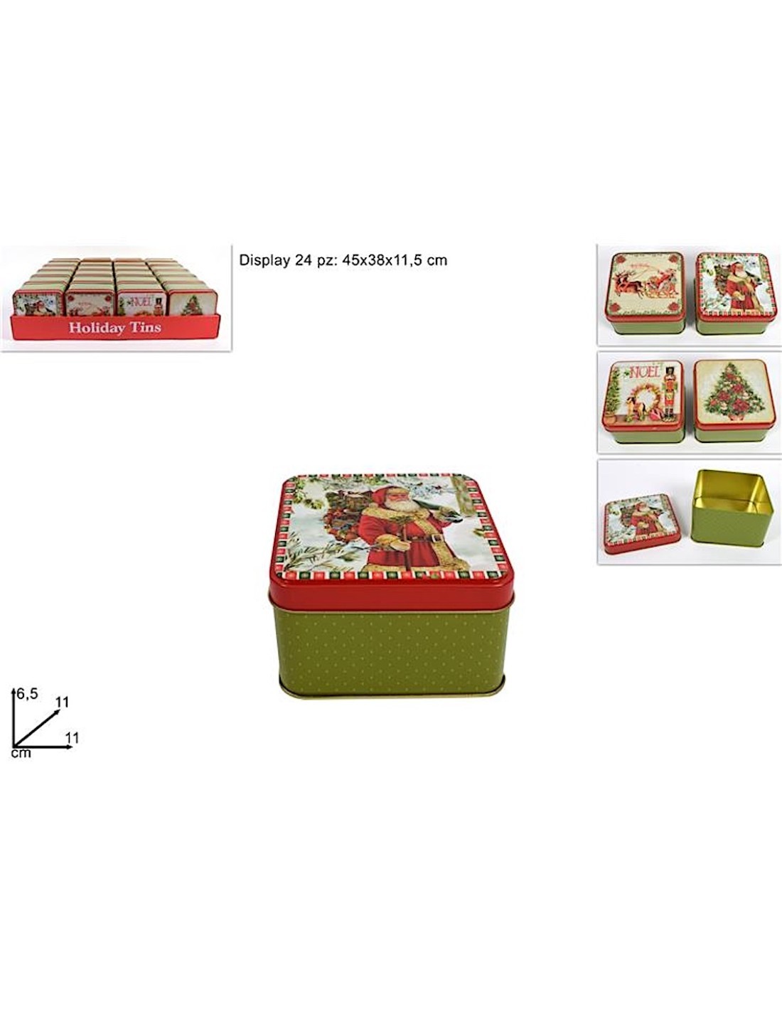 SCATOLA IN LATTA DECORO NATALIZIO ASSORTITO
