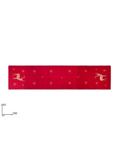 RUNNER TESSUTO ROSSO 40X180CM CON DECORO RENNA ORO