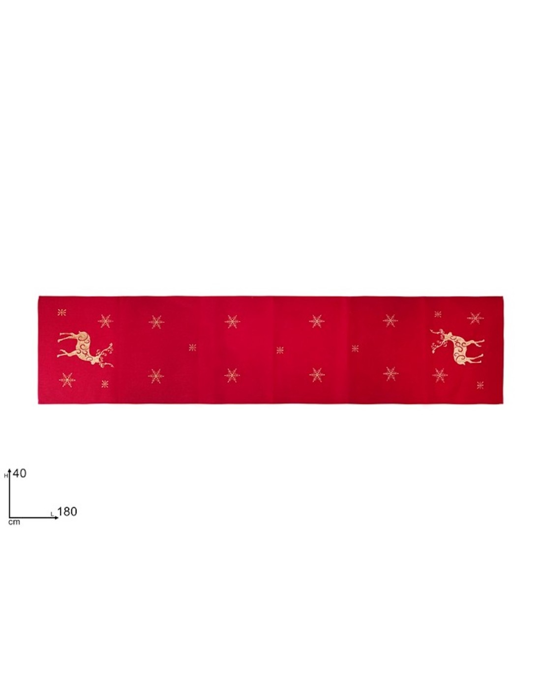 RUNNER TESSUTO ROSSO 40X180CM CON DECORO RENNA ORO