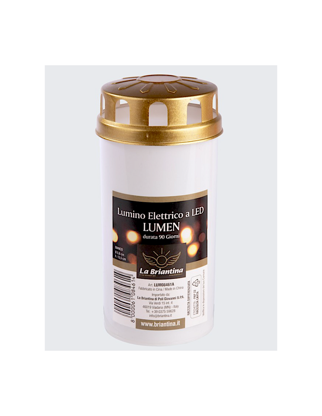 LUMINO VOTIVO BIANCO H13,5CM ELETTRICO A LED